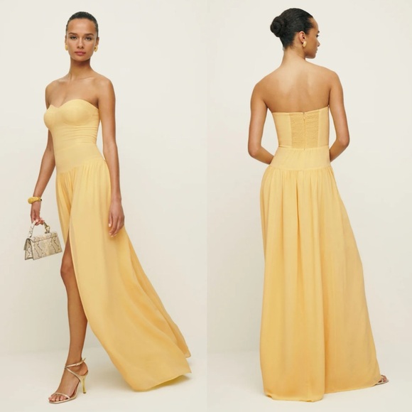 Reformation Leilani strapless yellow maxi dress Size 12 NEW! New with tags!